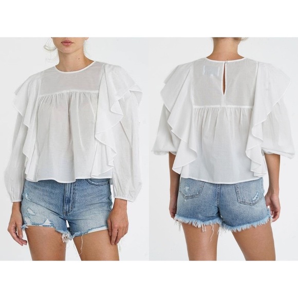 Topshop Draped Ruffle Longsleeve Top - Picture 1 of 11